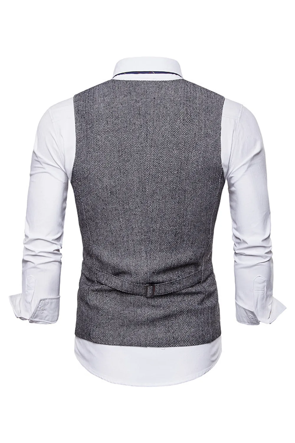 Gilet monopetto con scollo a V nero da uomo