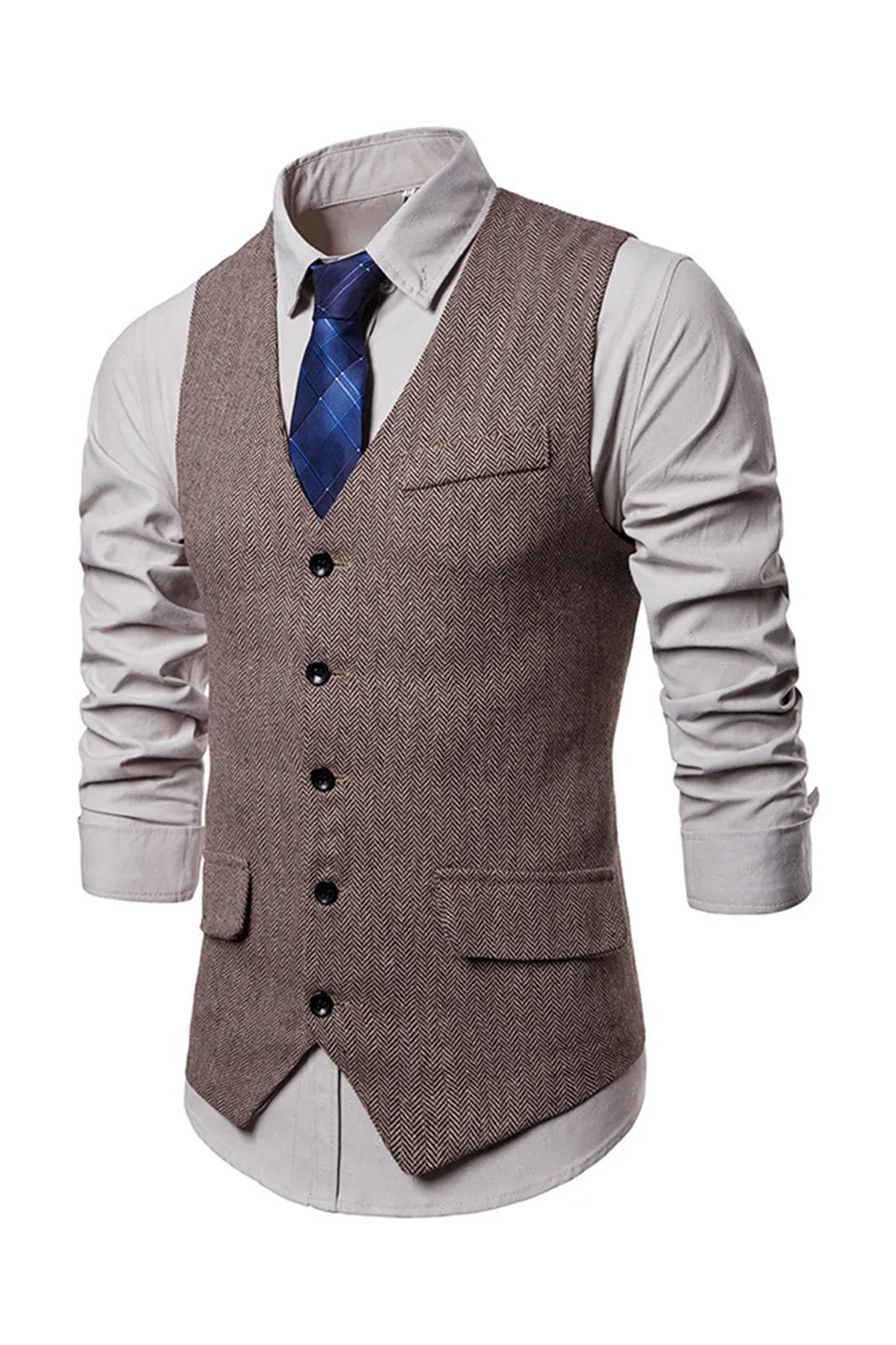 Gilet monopetto con scollo a V nero da uomo