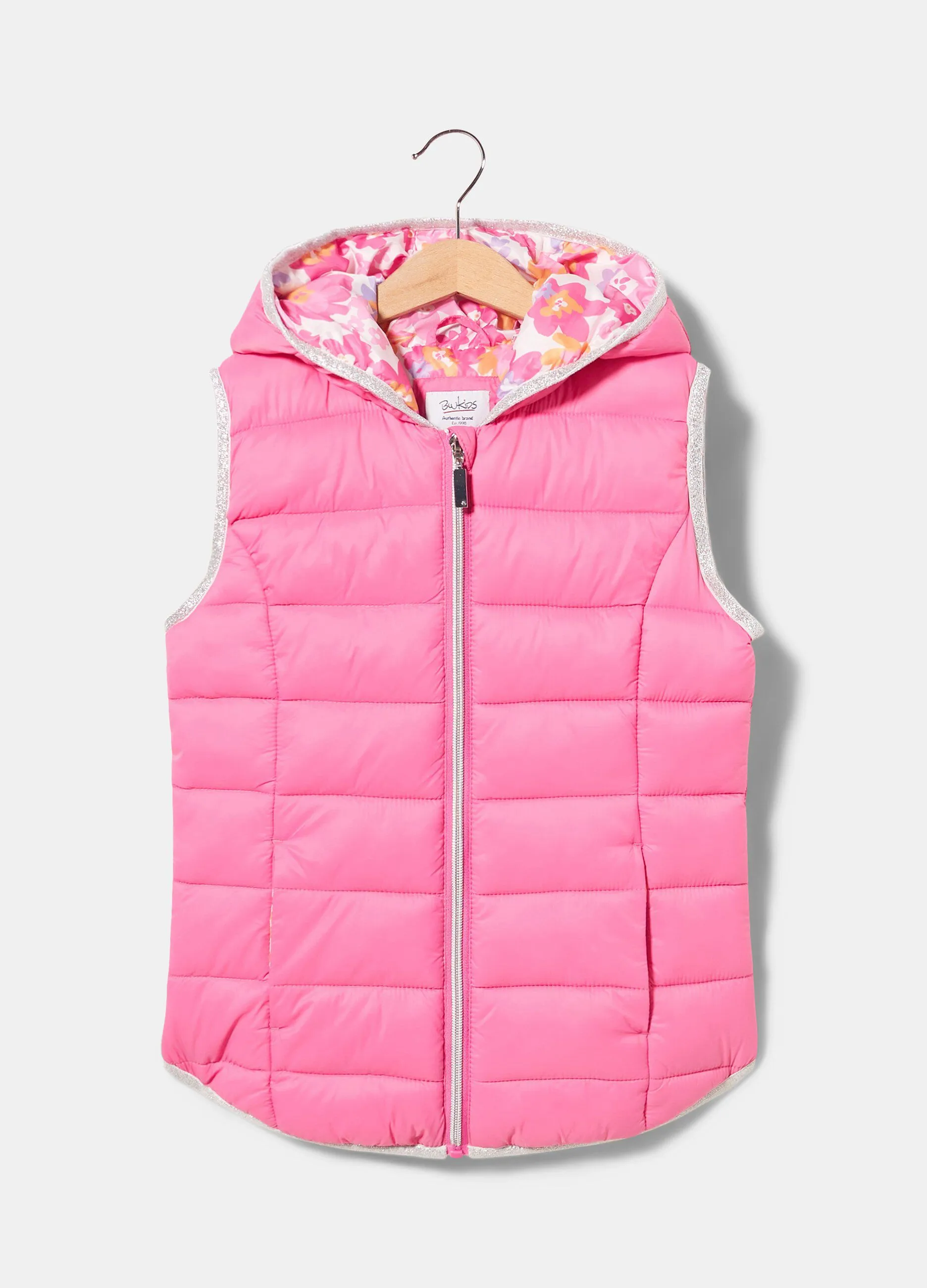 Gilet trapuntato con cappuccio ragazza