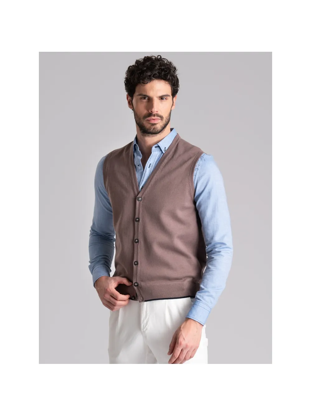 Gilet uomo in maglia con contrasti