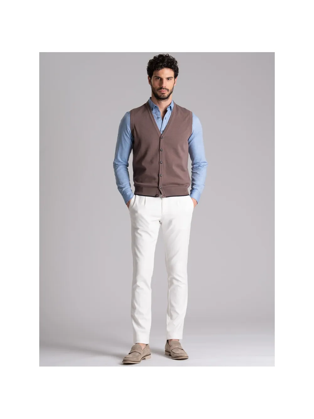 Gilet uomo in maglia con contrasti