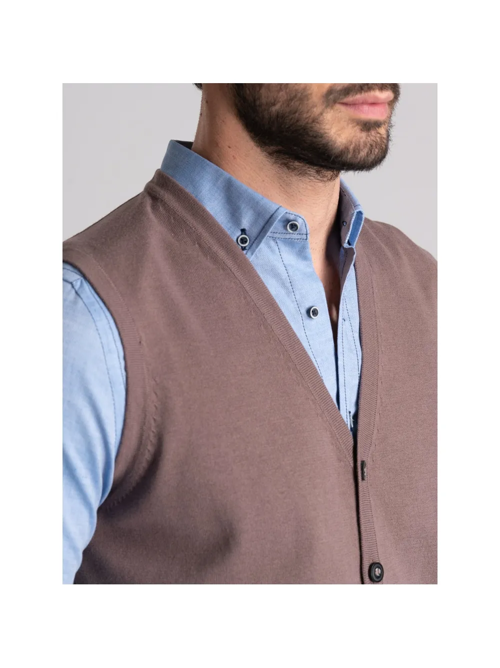 Gilet uomo in maglia con contrasti