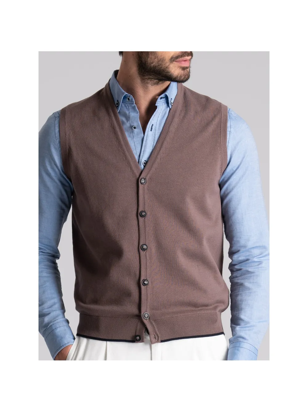 Gilet uomo in maglia con contrasti
