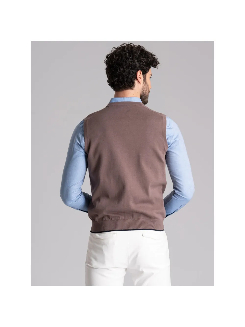 Gilet uomo in maglia con contrasti