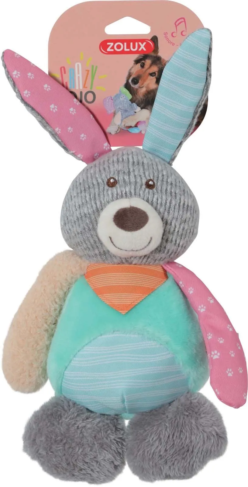 Gioco cane peluche crazy jojo coniglio 20x13x25 cm