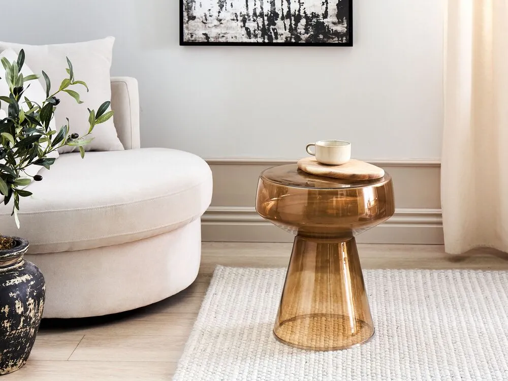 Glass Side Table Golden Brown LAGUNA