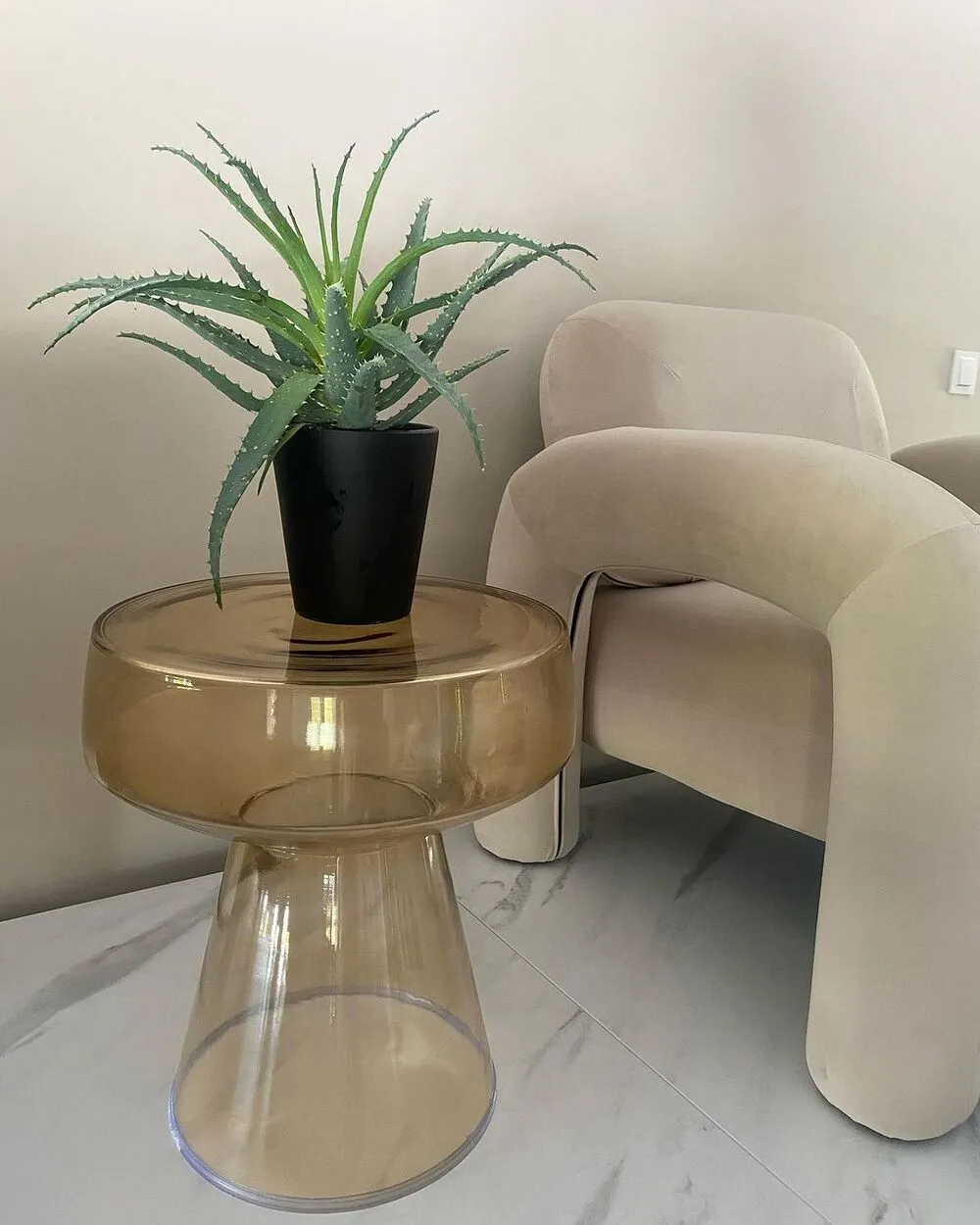 Glass Side Table Golden Brown LAGUNA
