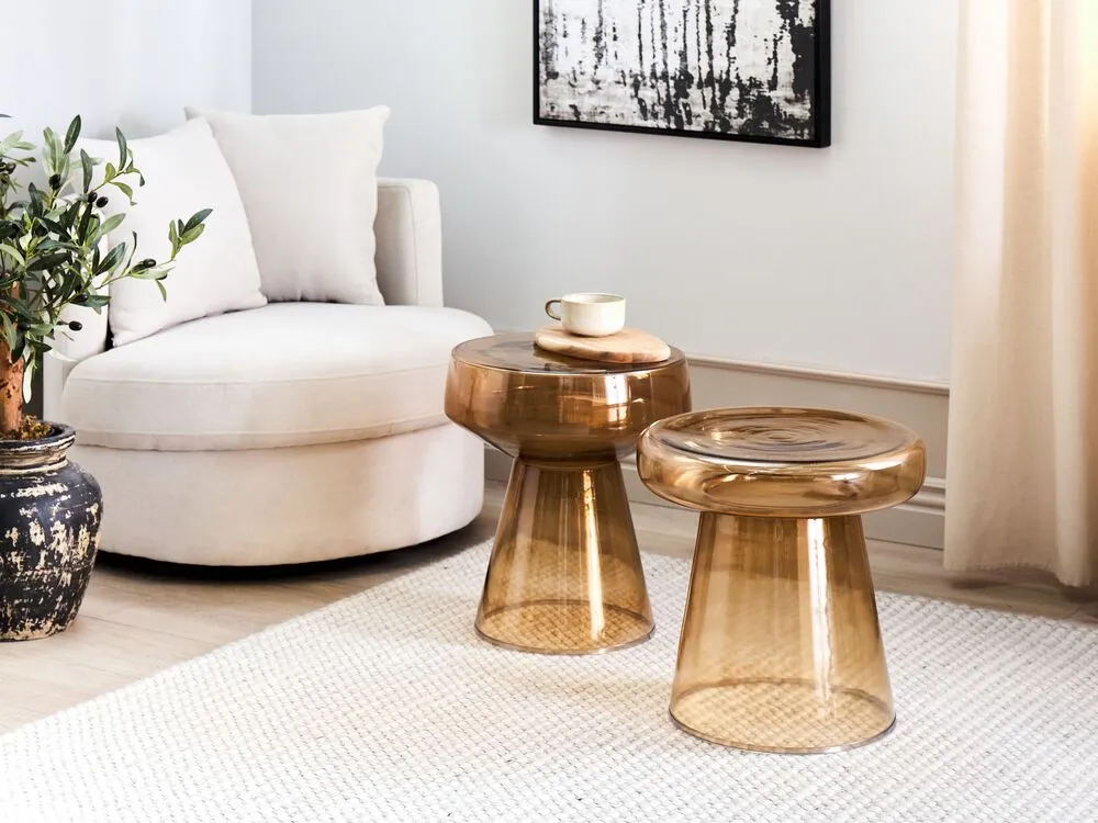 Glass Side Table Golden Brown LAGUNA