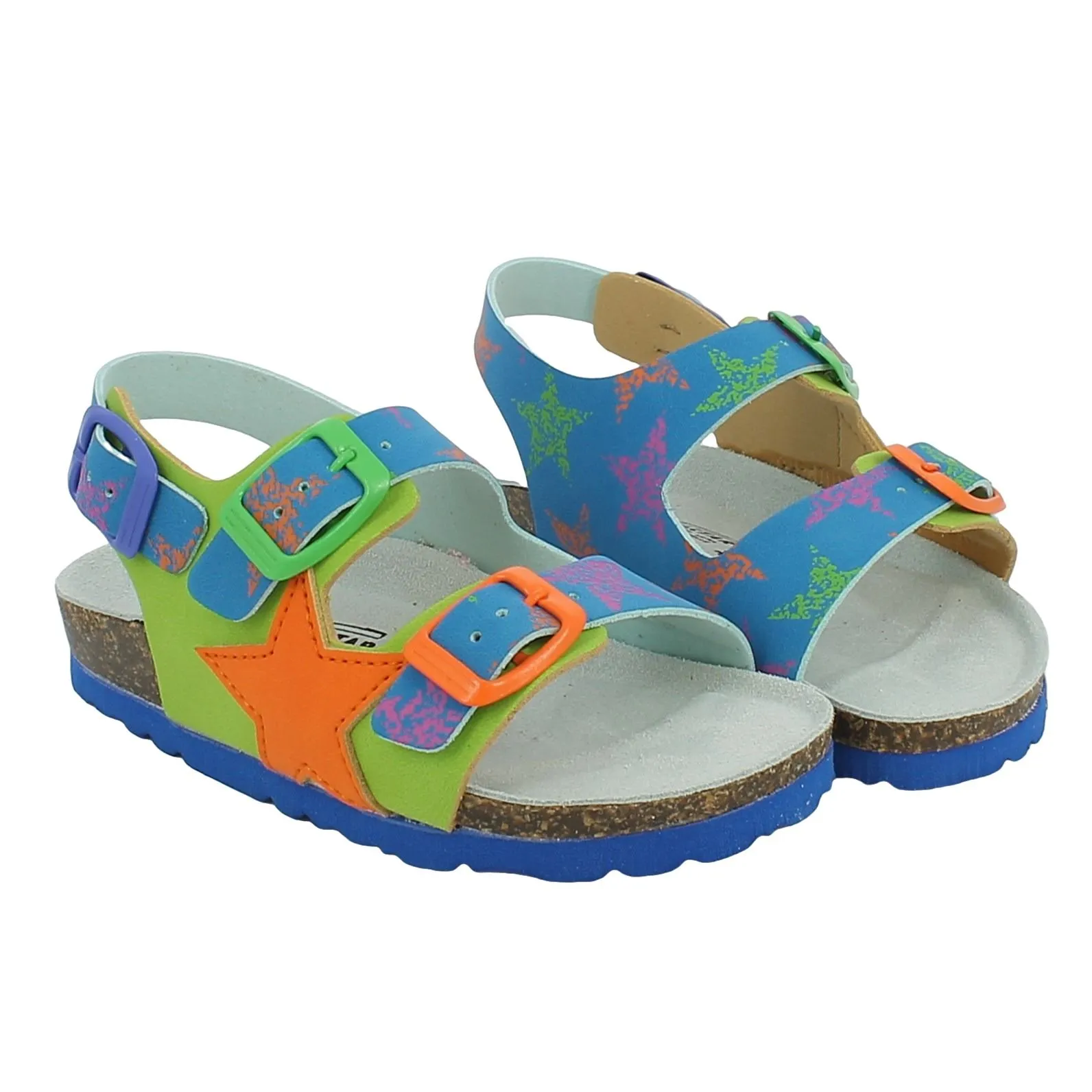 Goldstar  Sandalo blu e verde con stella Soft Fusbet 
