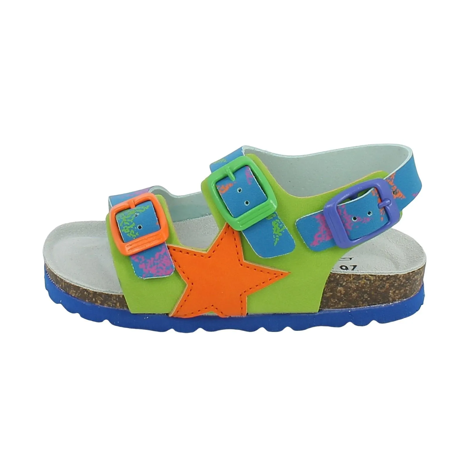 Goldstar  Sandalo blu e verde con stella Soft Fusbet 