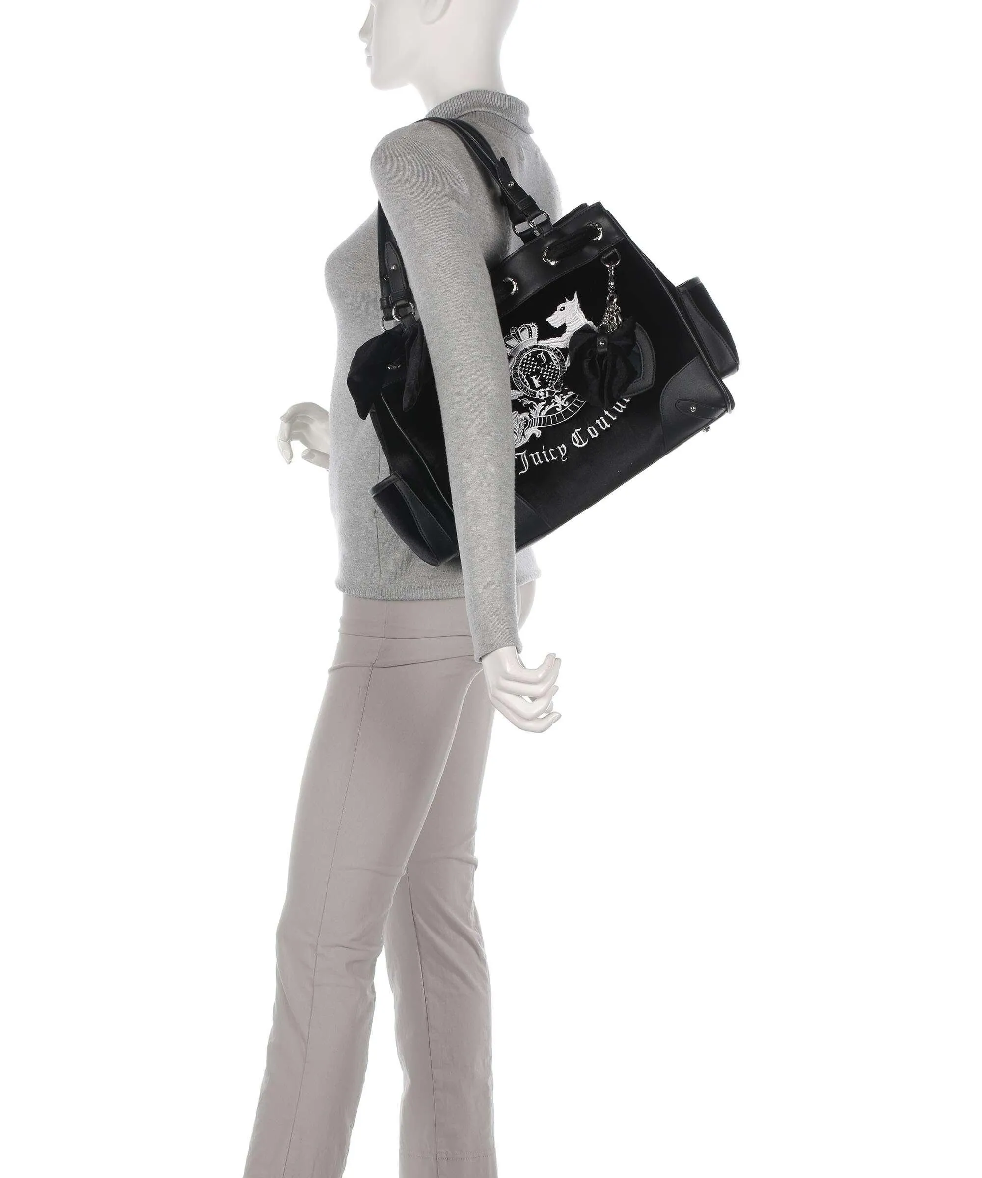  Juicy Couture Hollyhock Borsa shopper poliestere, pelle sintetica nero  