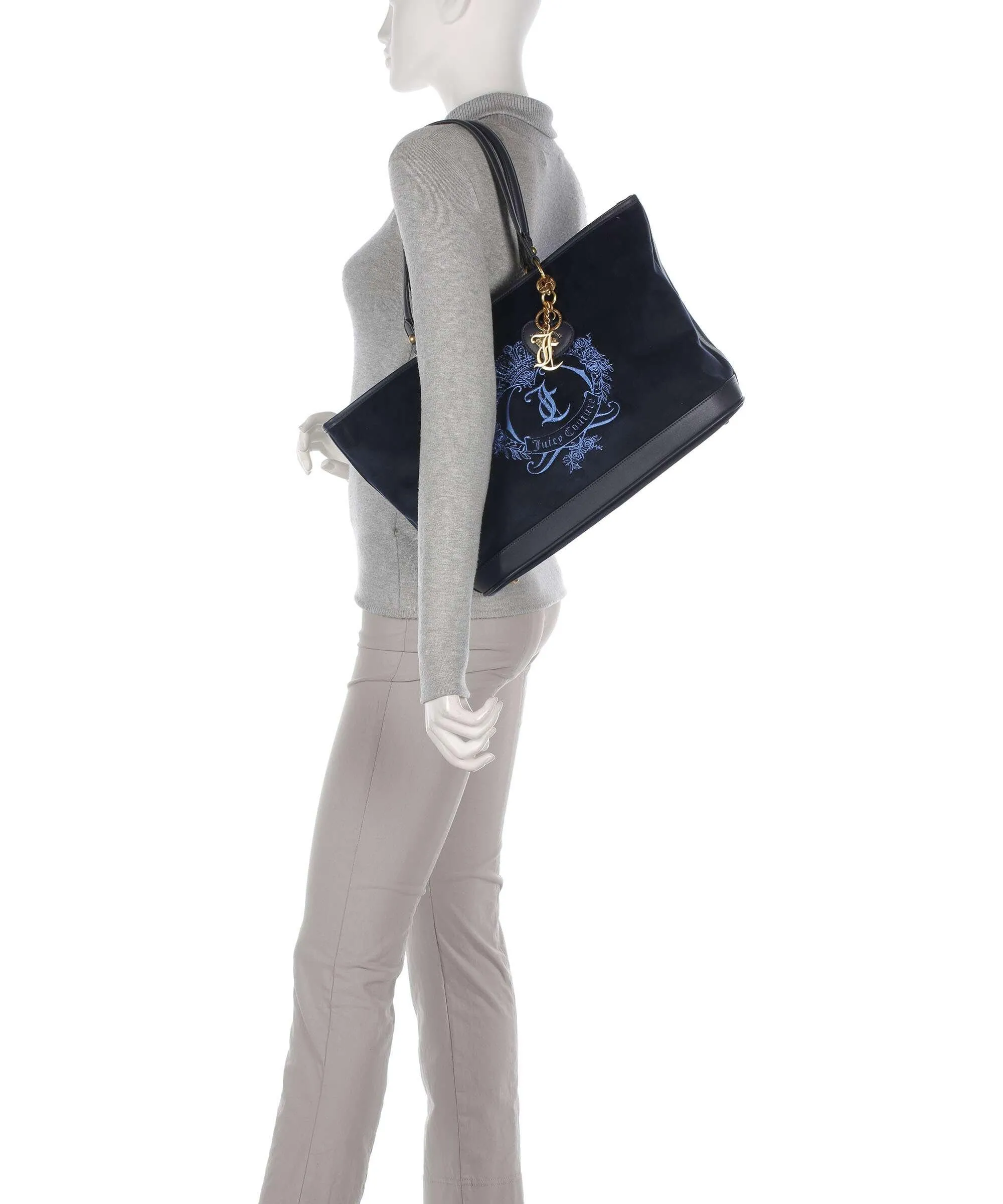  Juicy Couture Twig Heart L Borsa shopper poliestere, pelle sintetica blu scuro  