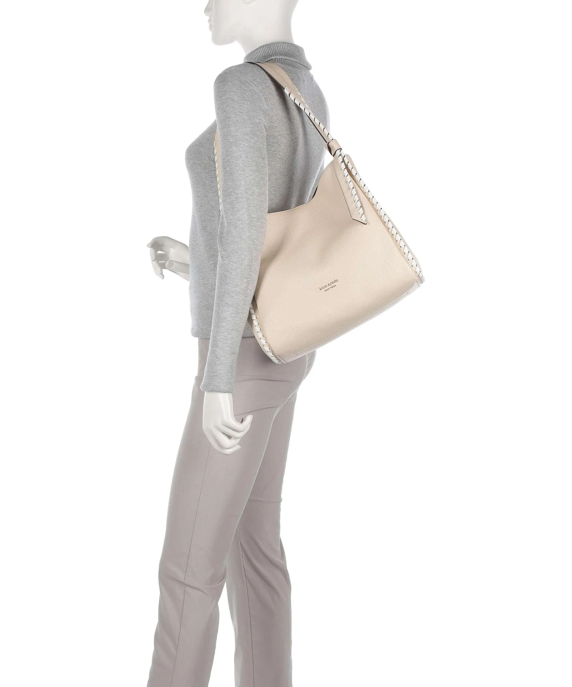  Kate Spade New York Knott Borsa hobo pelle granulata crema  