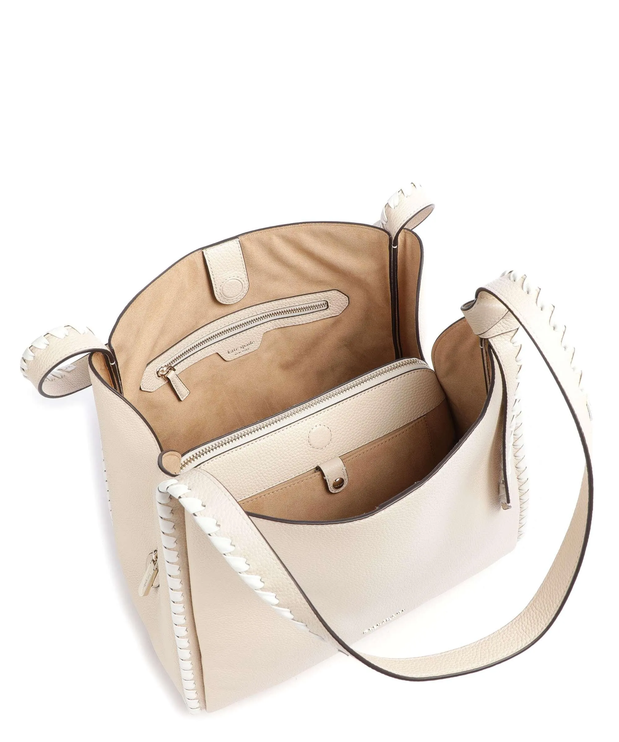  Kate Spade New York Knott Borsa hobo pelle granulata crema  