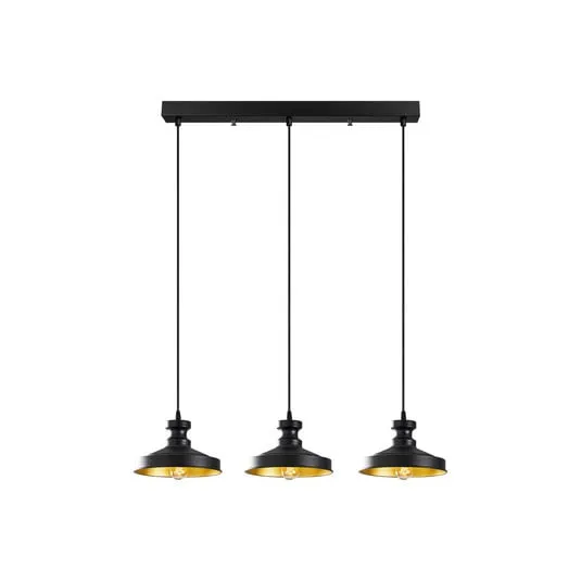 Lampada a sospensione Berceste 182-S1 a 3 luci nero/oro