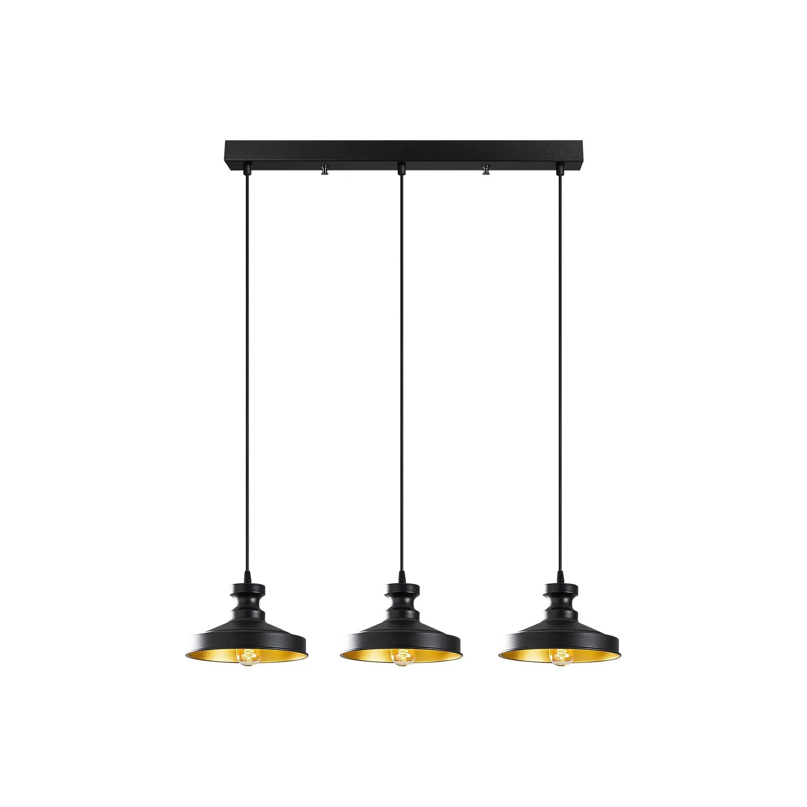 Lampada a sospensione Berceste 182-S1 a 3 luci nero/oro