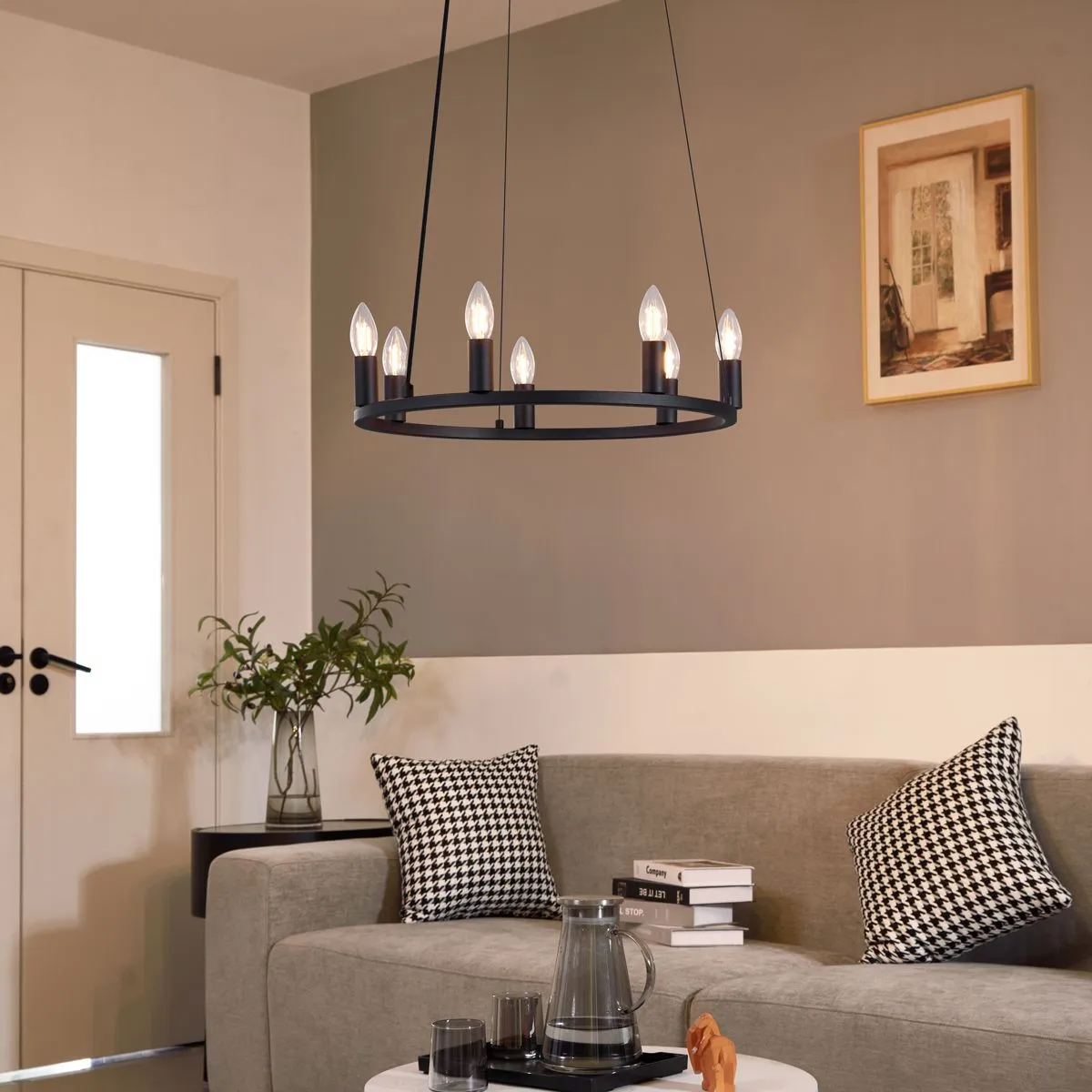 Lampada a sospensione industriale nera a 7 luci - Knight