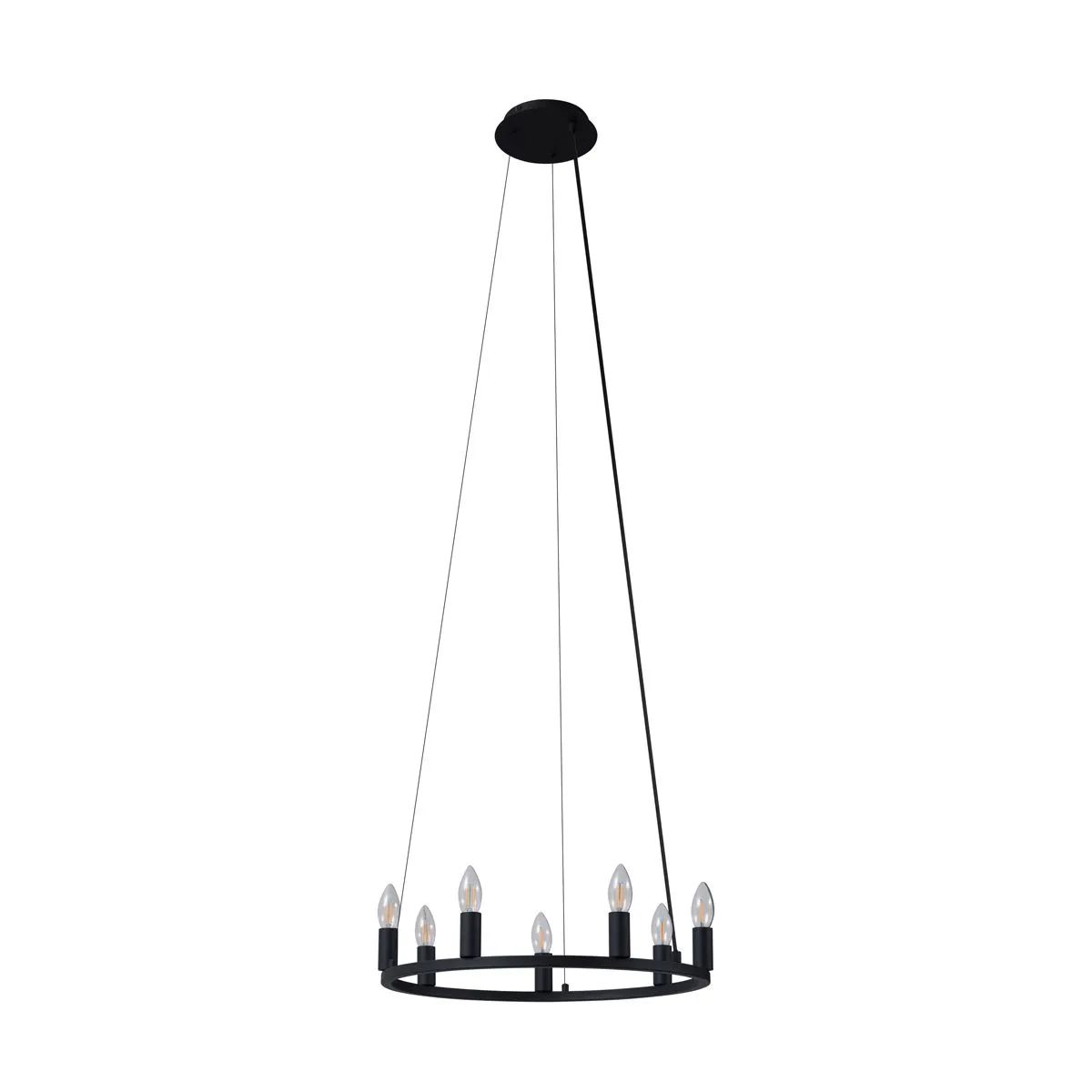 Lampada a sospensione industriale nera a 7 luci - Knight