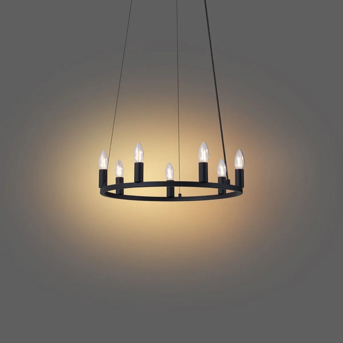 Lampada a sospensione industriale nera a 7 luci - Knight