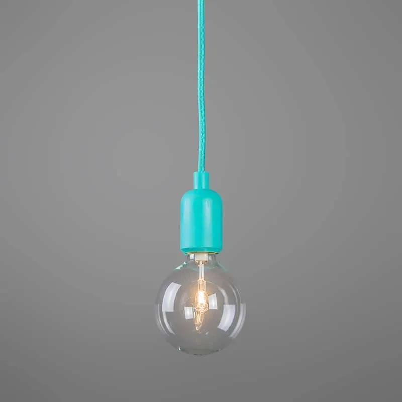 Lampada a sospensione minimalista 'Cava' moderna turchesa/tessuto - adatta per LED / interna