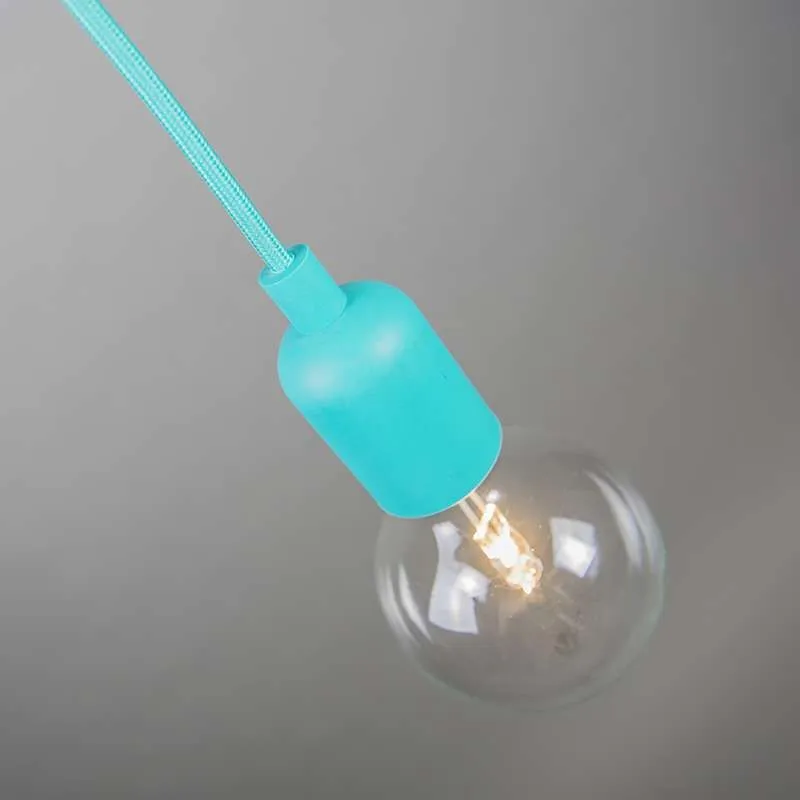 Lampada a sospensione minimalista 'Cava' moderna turchesa/tessuto - adatta per LED / interna