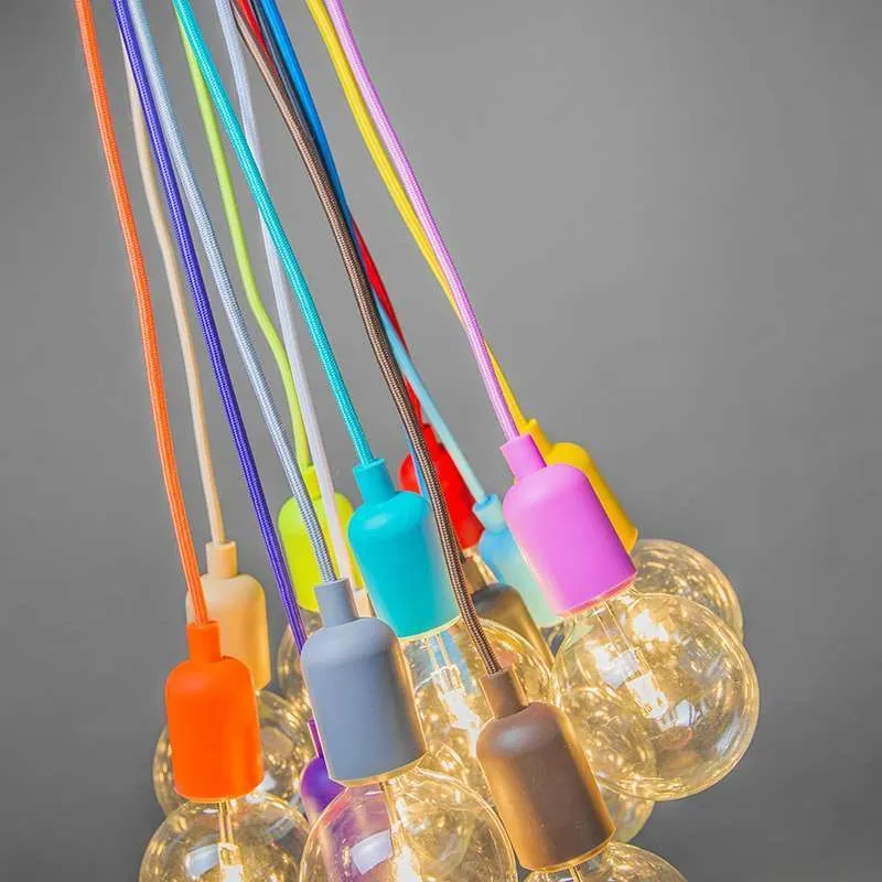 Lampada a sospensione minimalista 'Cava' moderna turchesa/tessuto - adatta per LED / interna