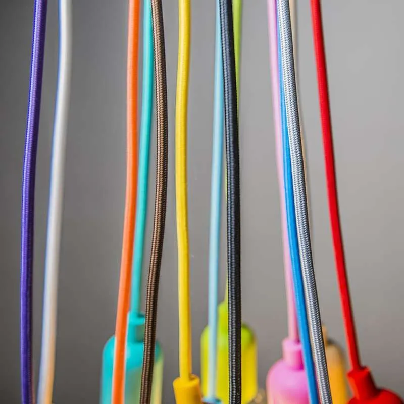 Lampada a sospensione minimalista 'Cava' moderna turchesa/tessuto - adatta per LED / interna
