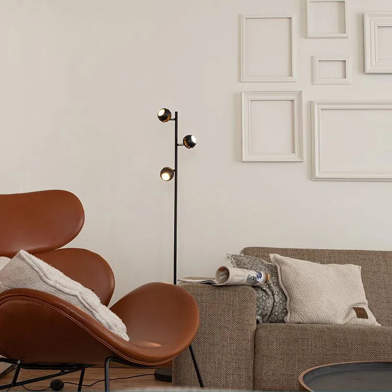 Lampada da terra intelligente nera con interno dorato con 3 WiFi GU10 - Buell
