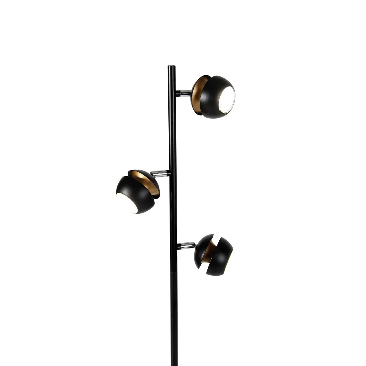 Lampada da terra intelligente nera con interno dorato con 3 WiFi GU10 - Buell