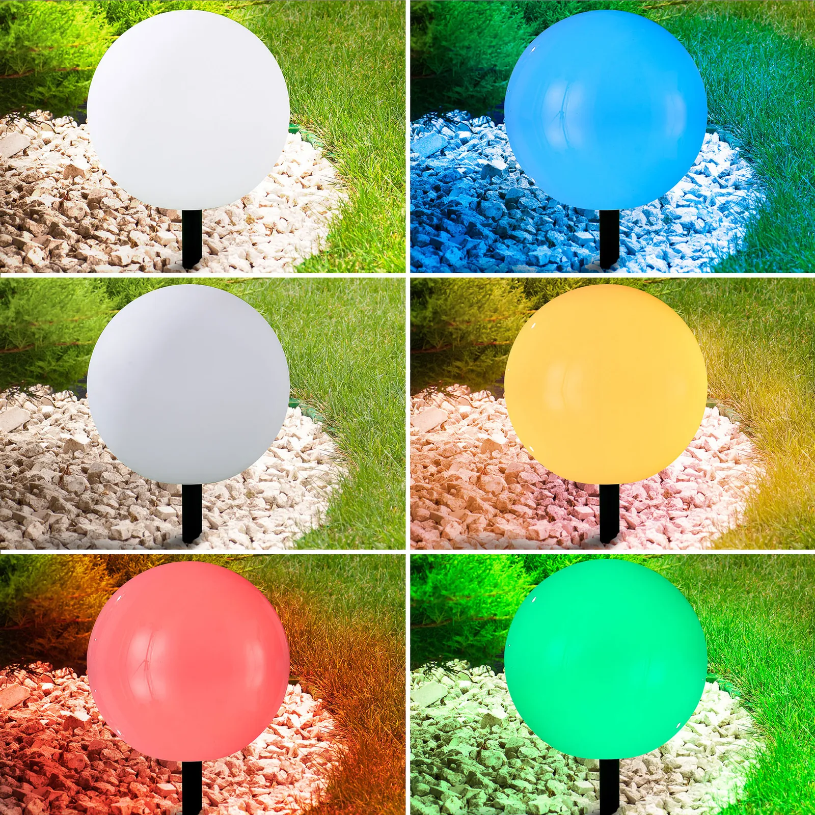 Lampada LED solare Lago di Lindby, Ø 30 cm, globo, punta a terra, bianco