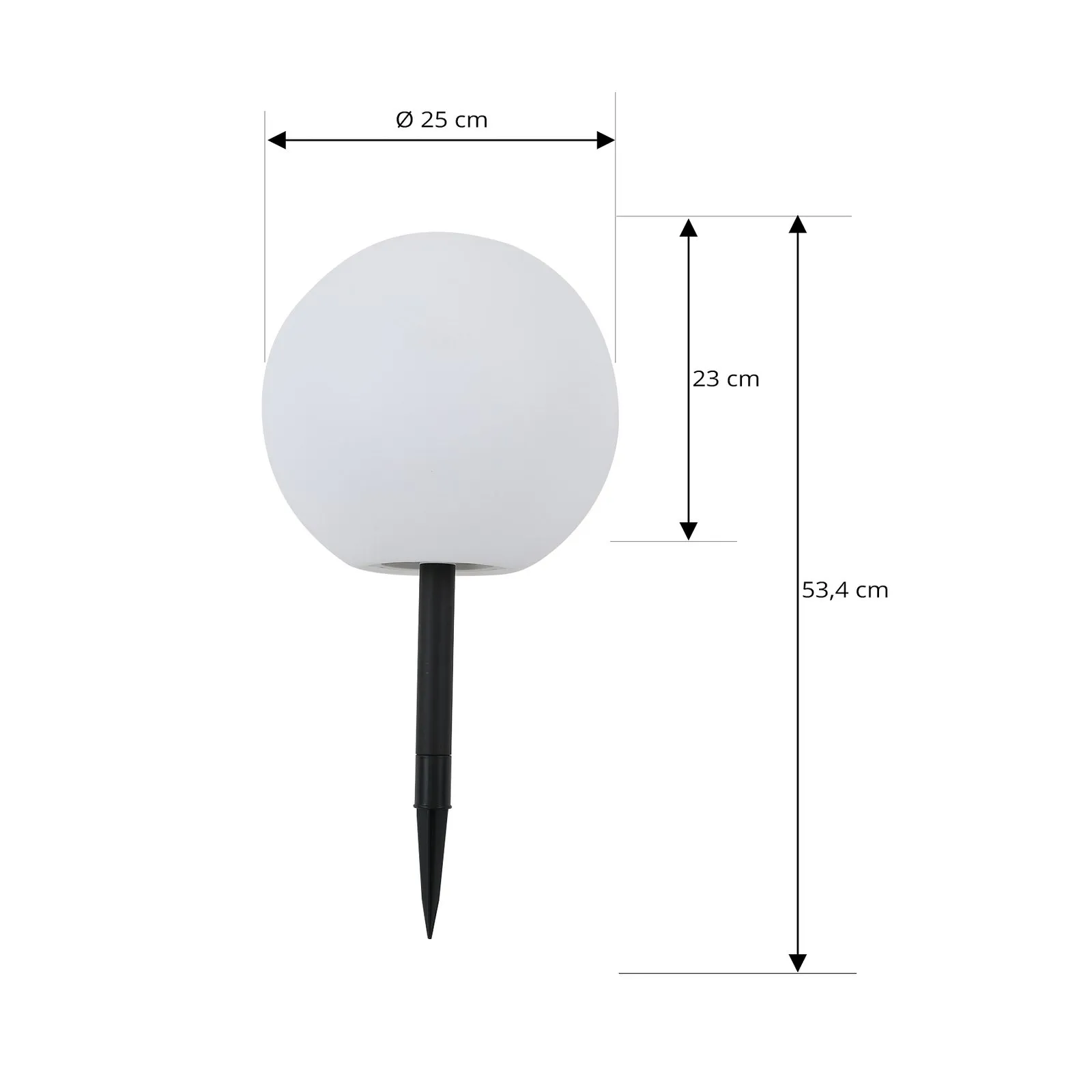 Lampada LED solare Lago di Lindby, Ø 30 cm, globo, punta a terra, bianco