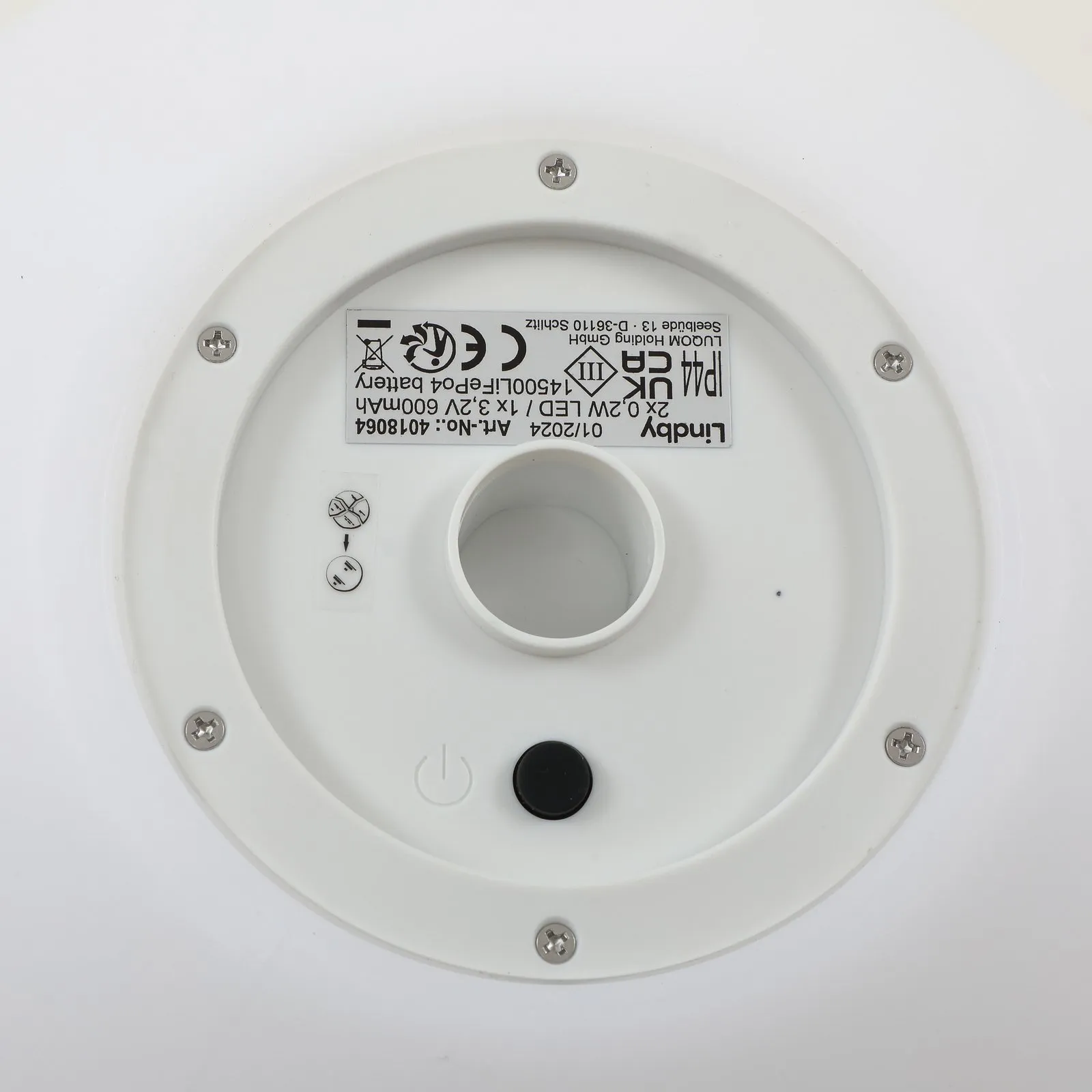 Lampada LED solare Lago di Lindby, Ø 30 cm, globo, punta a terra, bianco