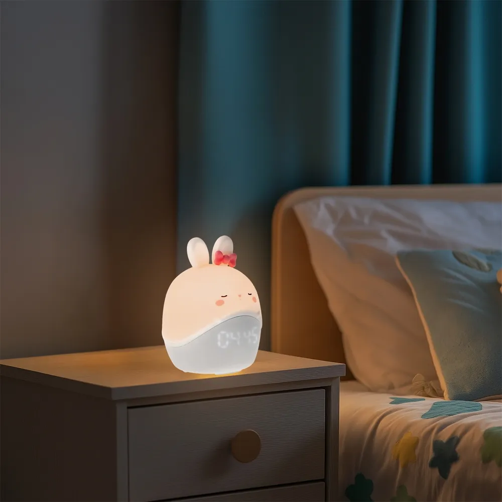Lampada Led touch Coniglio con sveglia per bambini a batteria ricaricabile USB Bianco caldo M LEDME