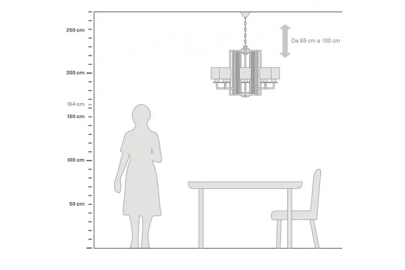 Lampadario a sospensione moderno di metallo colore oro MANHATTAN W8