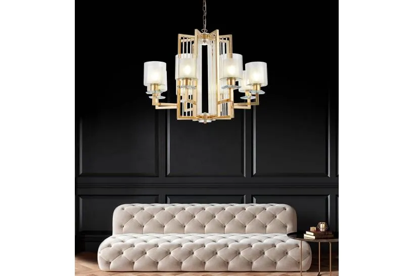 Lampadario a sospensione moderno di metallo colore oro MANHATTAN W8