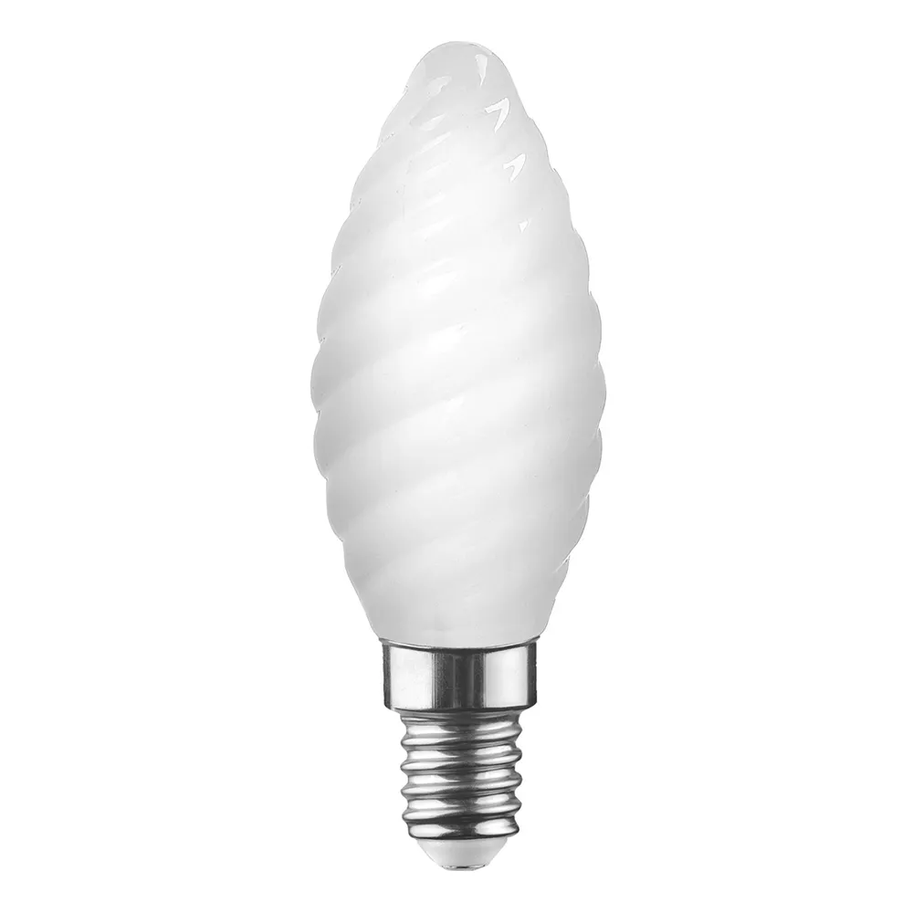 Lampadina BOT LIGHTING SHOT – E14 TORTIGLIONE LED 4,5W 470Lm Luce Calda 2700K Vetro Bianco