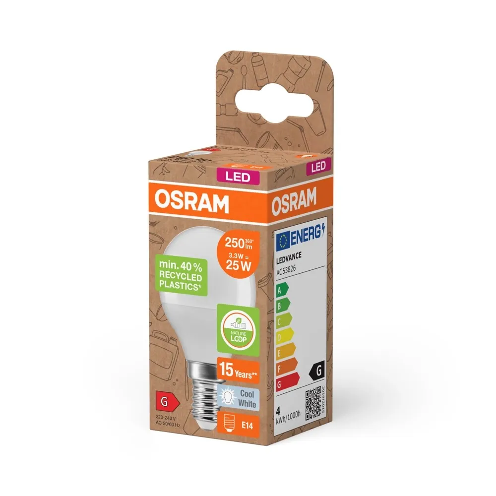 Lampadina LED E14 forma a sfera Osram 250lm bianco opaco 4000K