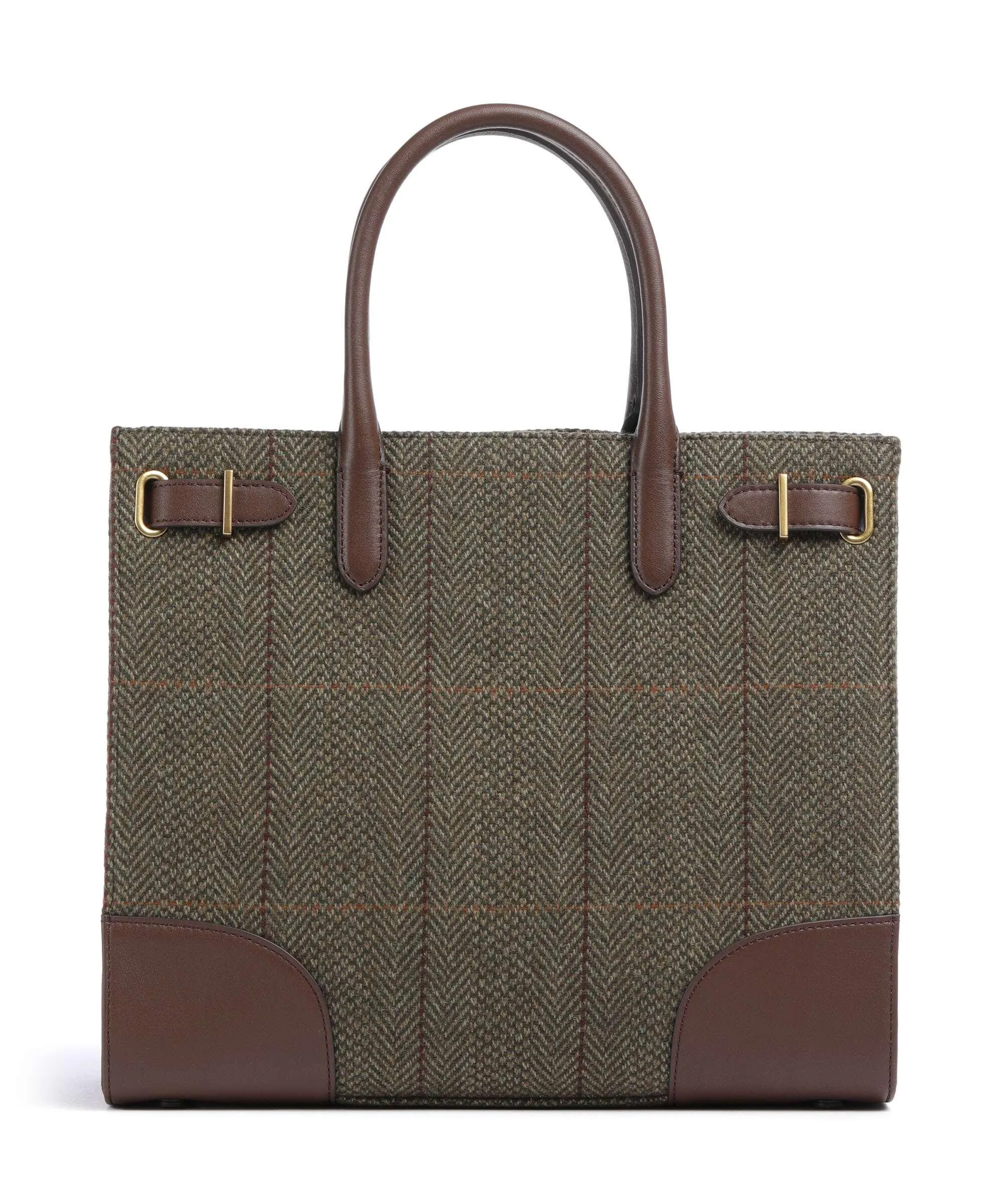  Lauren Ralph Lauren Devyn Medium Borsa a mano lana, nylon verde-oliva  