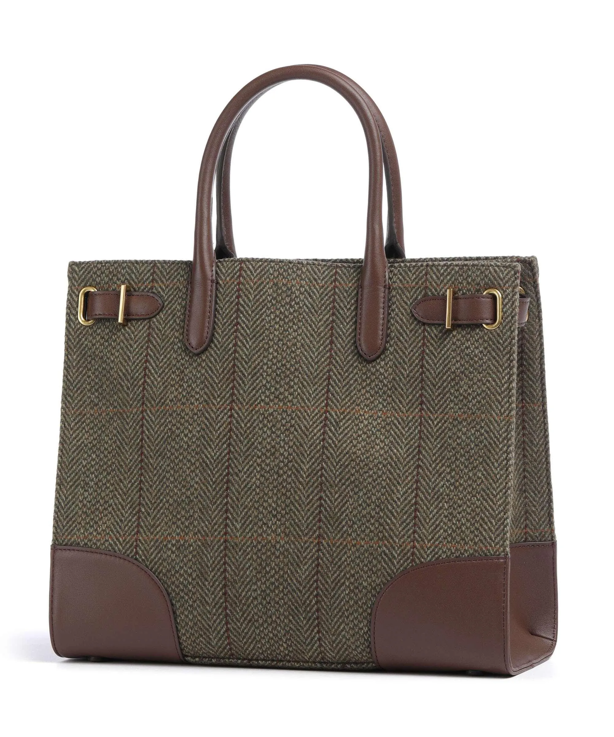  Lauren Ralph Lauren Devyn Medium Borsa a mano lana, nylon verde-oliva  