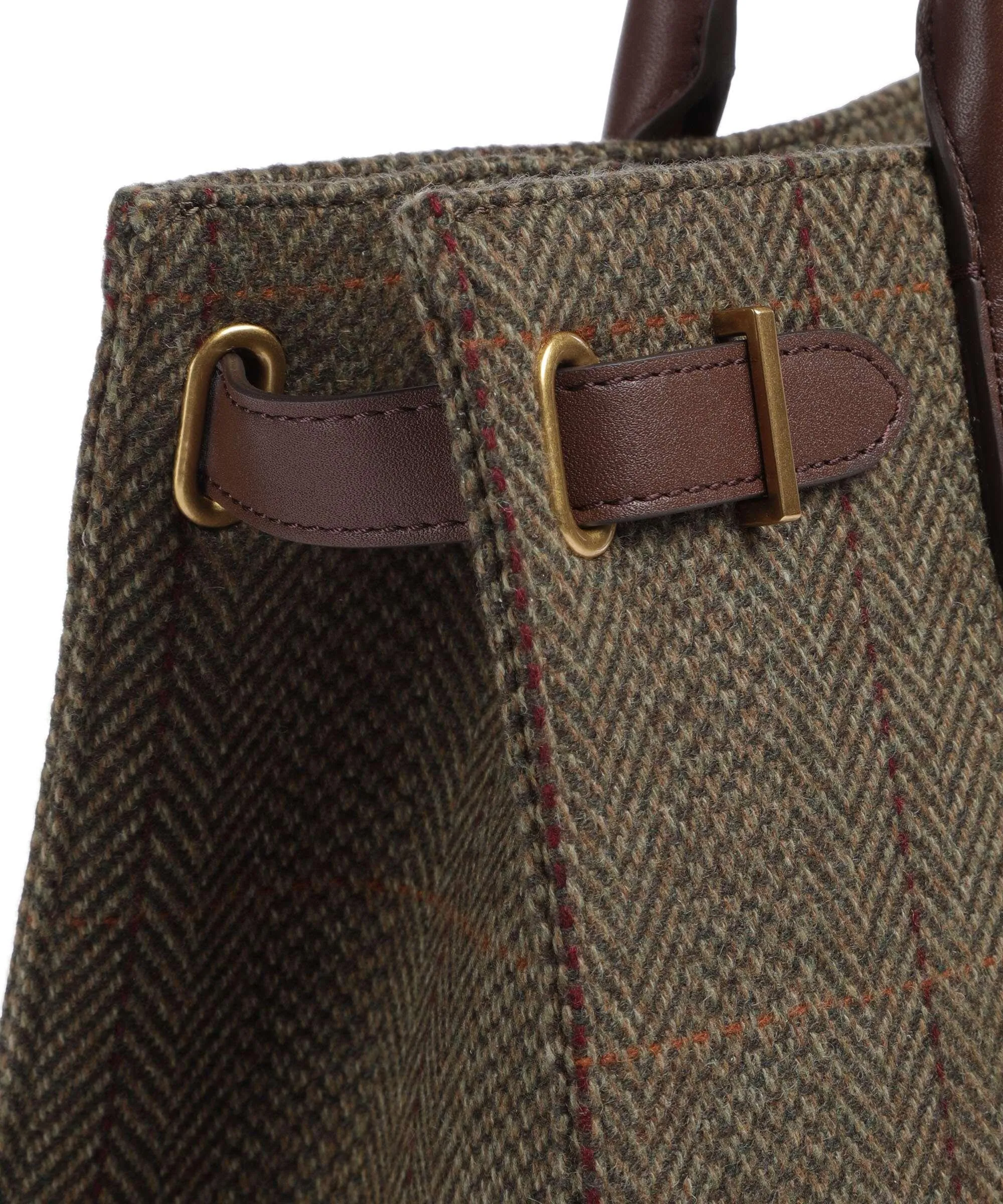  Lauren Ralph Lauren Devyn Medium Borsa a mano lana, nylon verde-oliva  