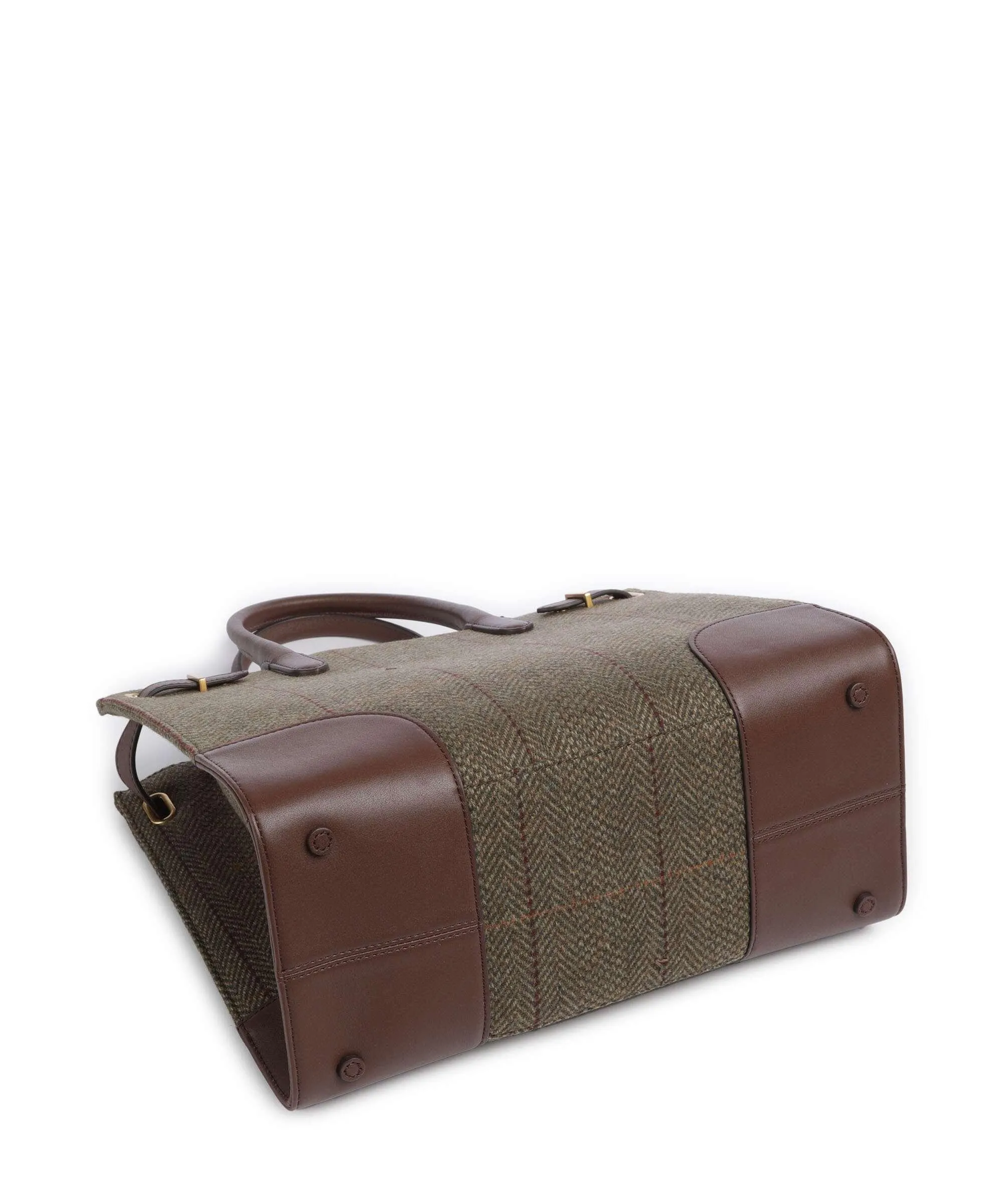  Lauren Ralph Lauren Devyn Medium Borsa a mano lana, nylon verde-oliva  
