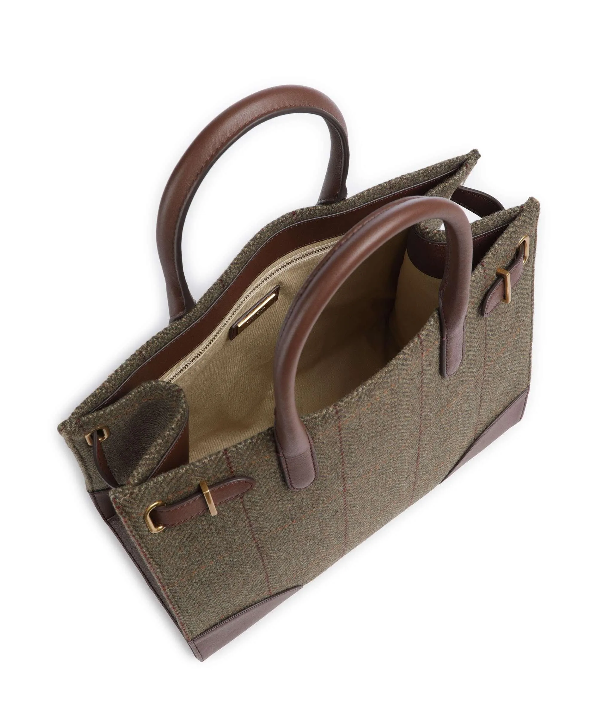  Lauren Ralph Lauren Devyn Medium Borsa a mano lana, nylon verde-oliva  