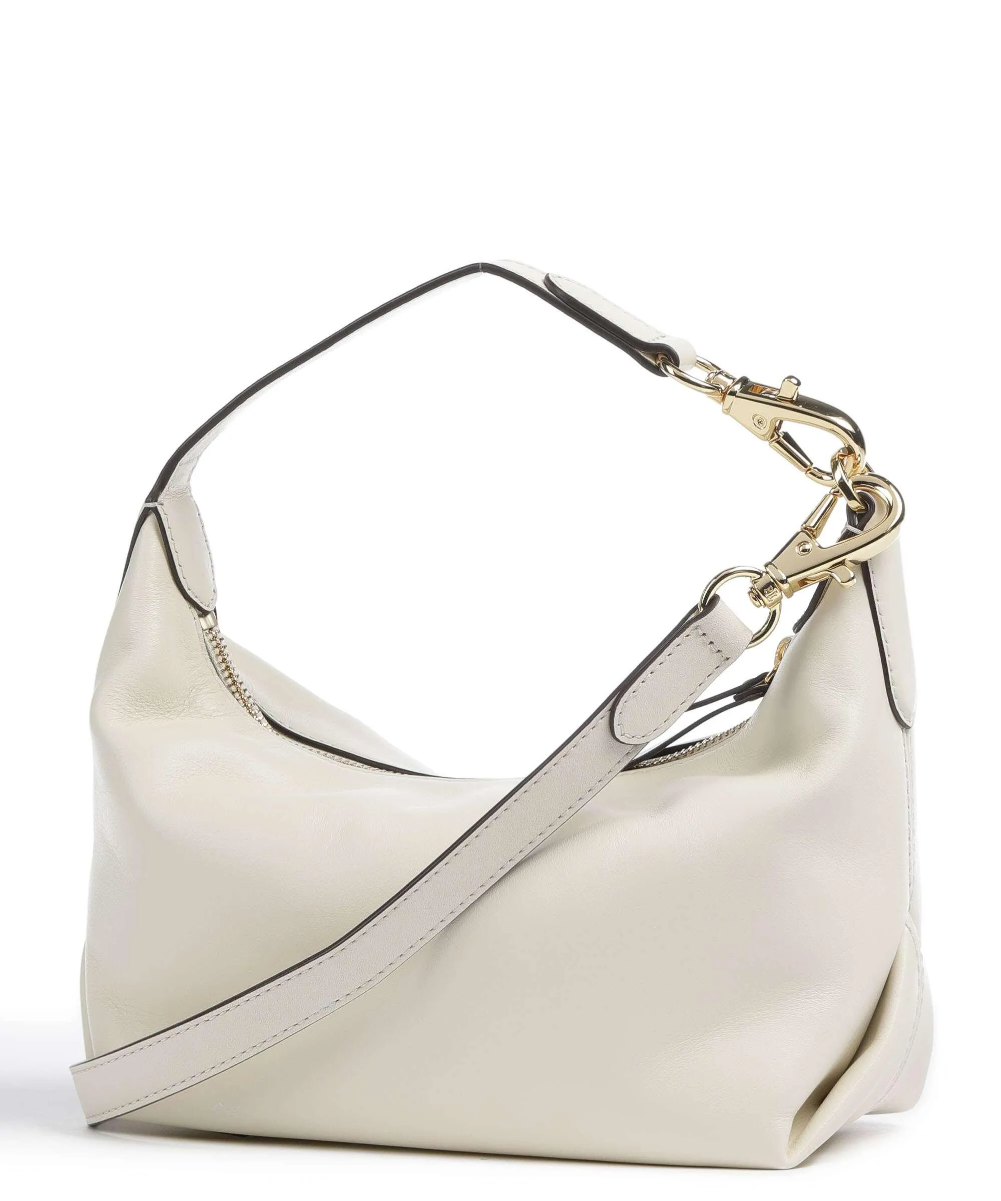  Lauren Ralph Lauren Kassie Small Borsa a spalla pelle di vacchetta finemente grana beige  
