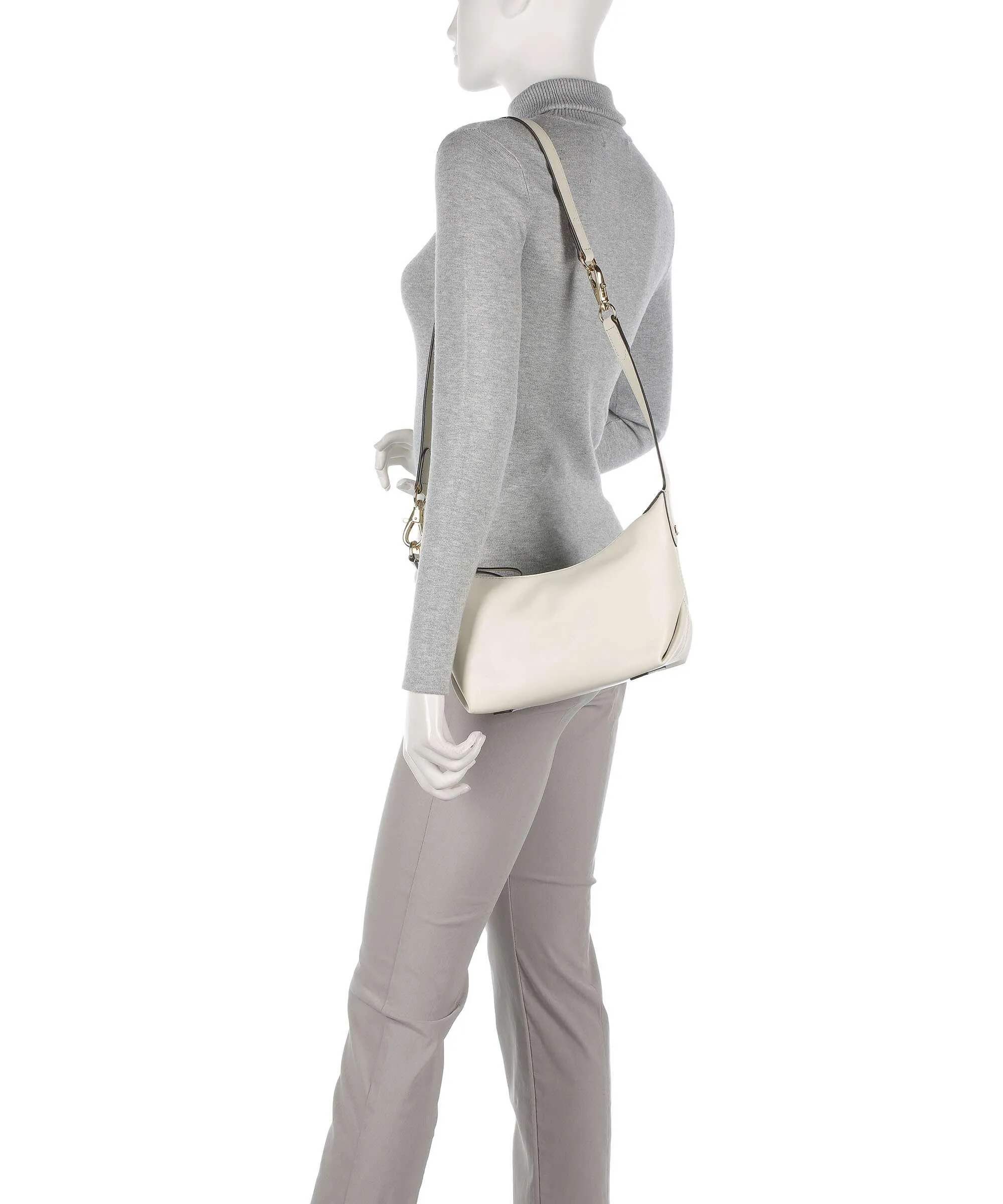  Lauren Ralph Lauren Kassie Small Borsa a spalla pelle di vacchetta finemente grana beige  