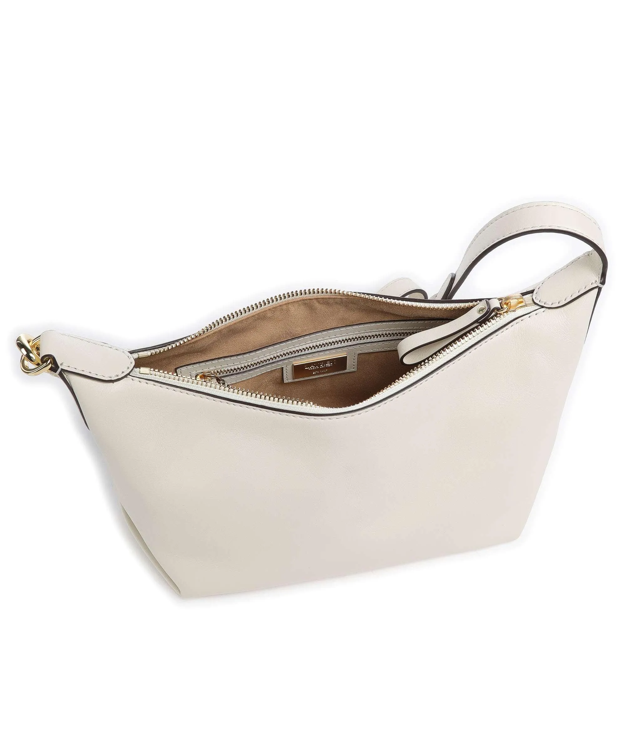  Lauren Ralph Lauren Kassie Small Borsa a spalla pelle di vacchetta finemente grana beige  