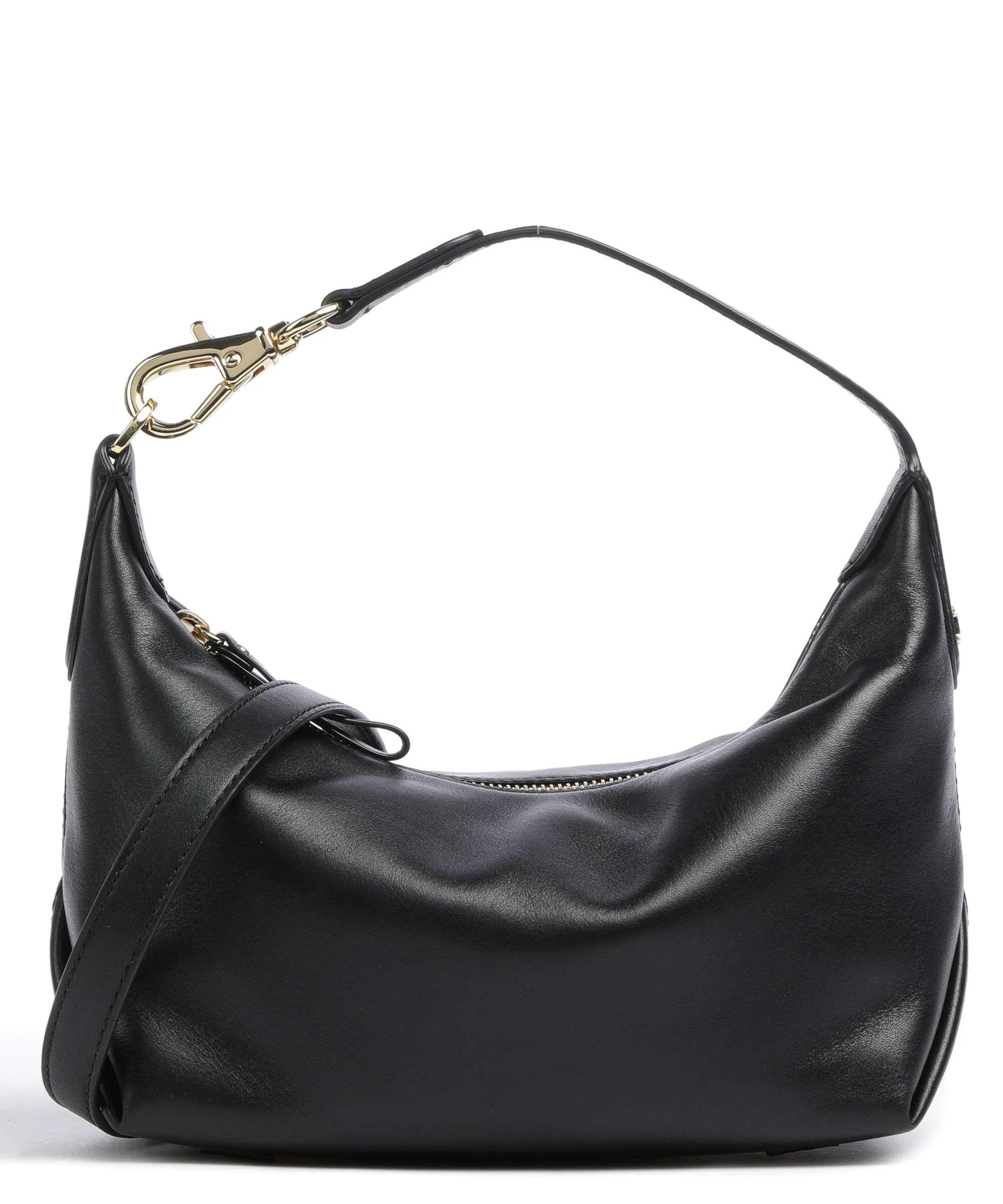  Lauren Ralph Lauren Kassie Small Borsa a spalla pelle di vacchetta finemente grana nero  