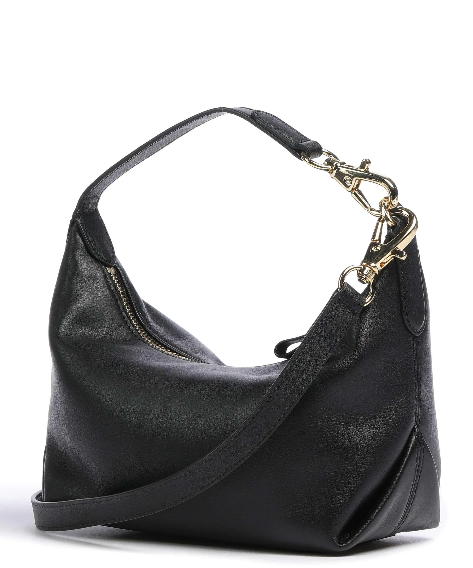  Lauren Ralph Lauren Kassie Small Borsa a spalla pelle di vacchetta finemente grana nero  