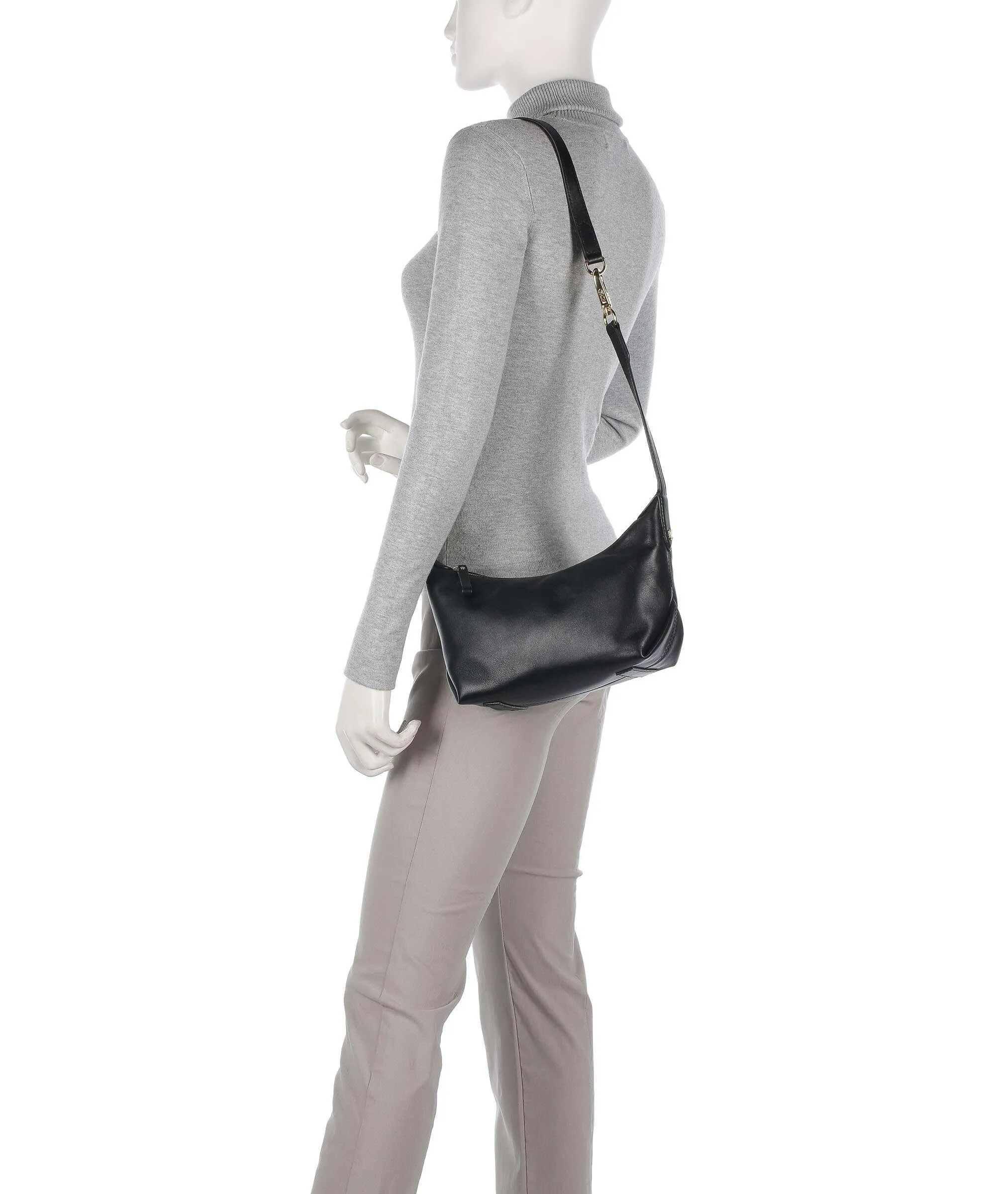  Lauren Ralph Lauren Kassie Small Borsa a spalla pelle di vacchetta finemente grana nero  