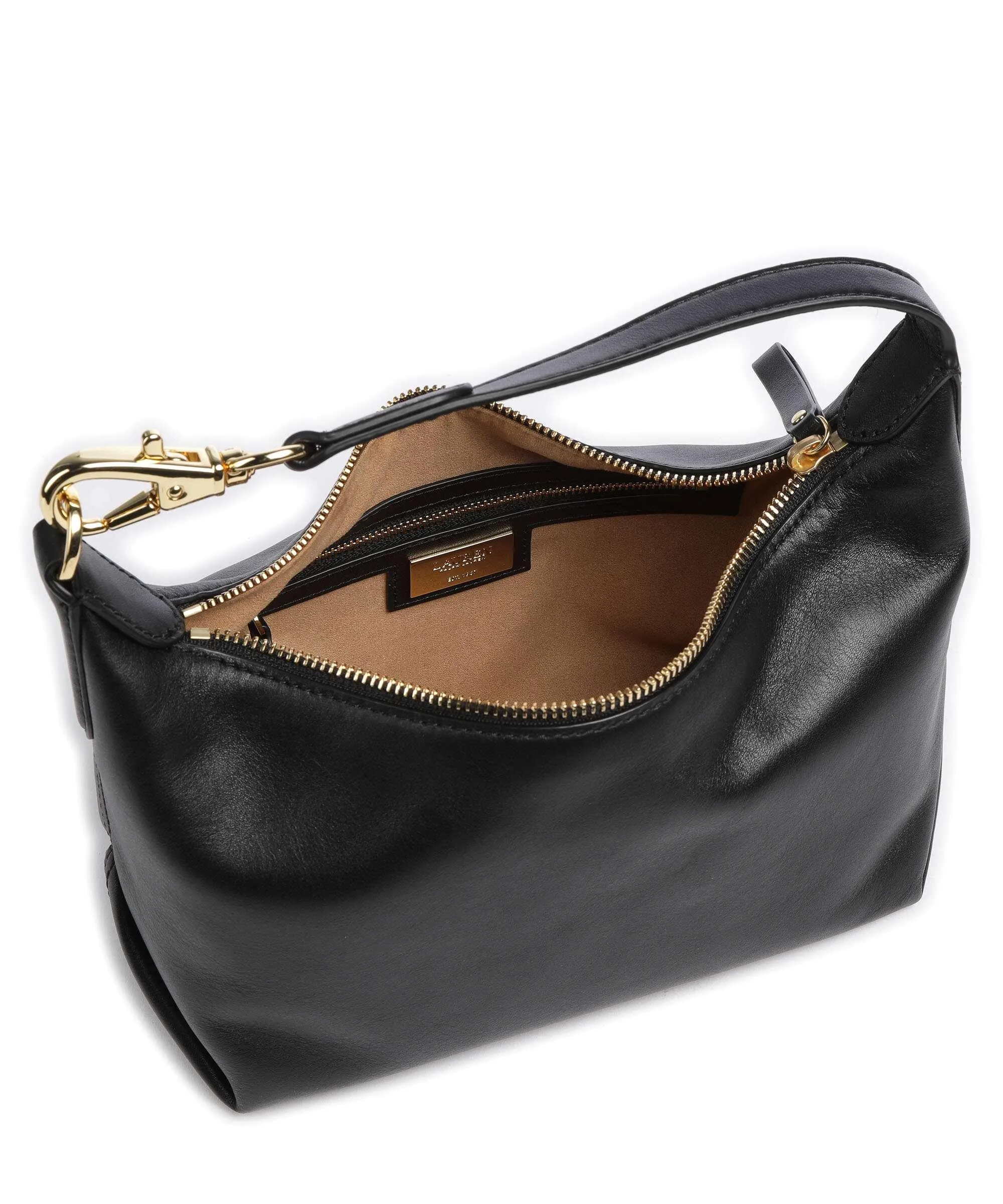  Lauren Ralph Lauren Kassie Small Borsa a spalla pelle di vacchetta finemente grana nero  