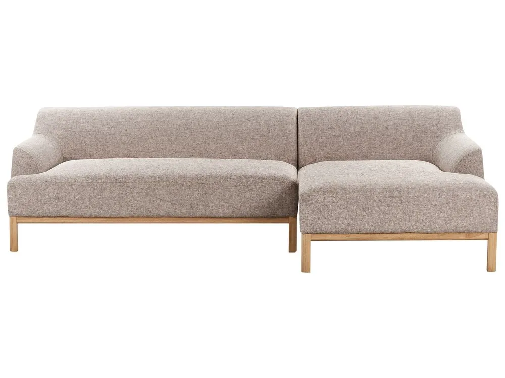 Left Hand Fabric Corner Sofa Light Brown SOSJO